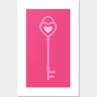 Pastel Pink Heart Key Posters and Art